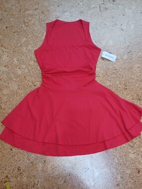 Kaximil Performance Red Fit & Flare Ruched Waist Mini Dress Size L NWT